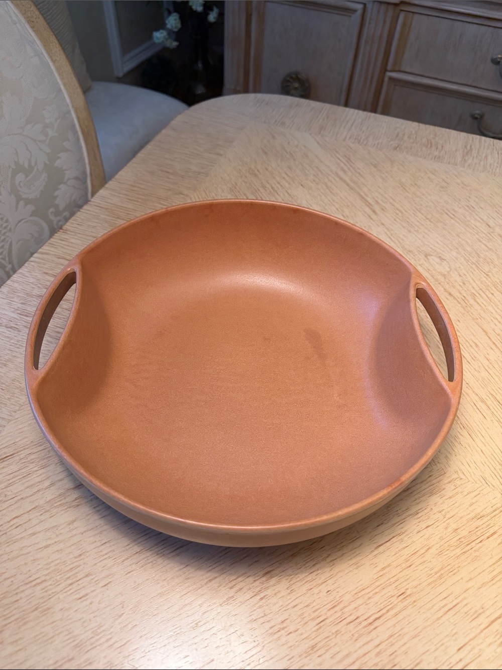 Ellingers Agatized Wood Salad Bowl Featuring Dual Integrated Handles